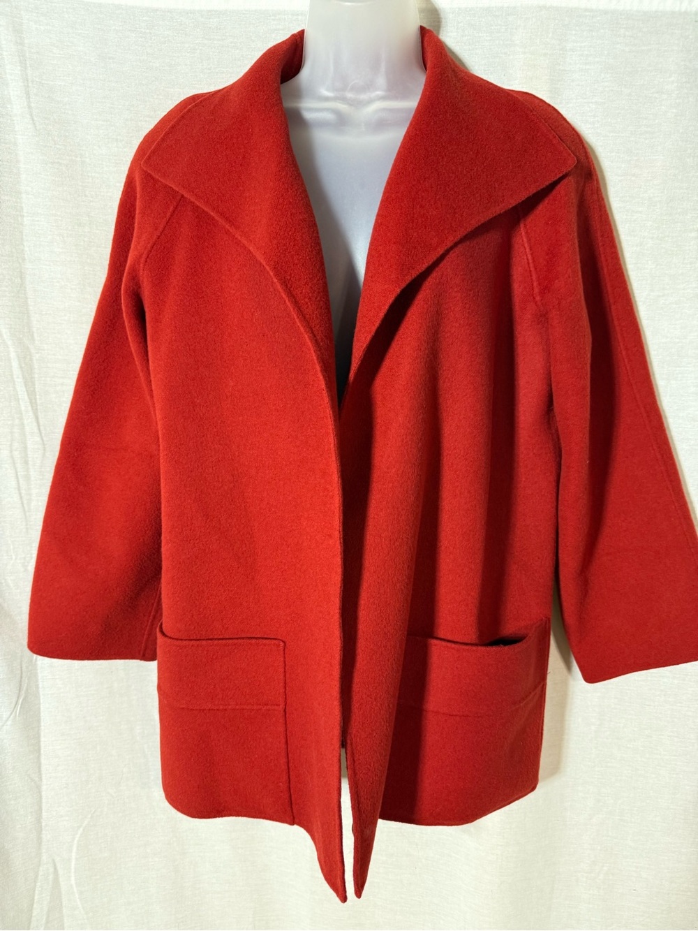 Alexandra Bartlett Red Open-Front 100% Wool-jacket Size Small